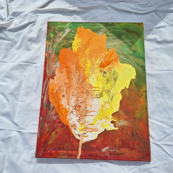 Acrylic Painting on Canvas Autumn Leaf in Sunset 18" x "24 - Picture 2 of 6